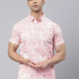 Dennis Lingo Pink Cotton Slim Fit Printed Shirt-image-71