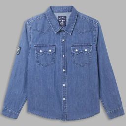 Blue Giraffe Kids Blue Cotton Regular Fit Full Sleeves Shirt-image-94