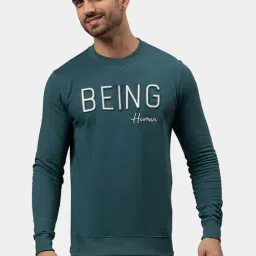 Being Human Forest Green Cotton Regular Fit Printed Sweatshirts-picture-25