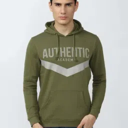 Academy By Van Heusen Green Slim Fit Printed Hooded Sweatshirts-image-46