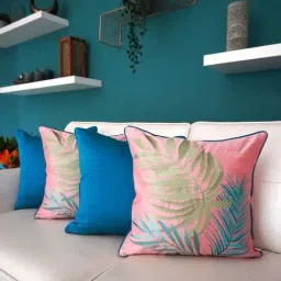 TARA Sparkling Homes Palm Springs Pink & Blue Cotton Cushion Cover - Set of 4-75