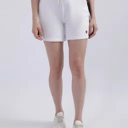 Iconic White Cotton Color-Block Shorts image 1