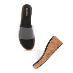 DressBerry Women Solid Platform Open Back Sandals image 5