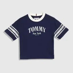 TOMMY HILFIGER Girls Yale Navy Cotton Printed T-Shirt-picture-36