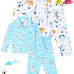 The Mom Store Multicolor Cotton Printed Baby Pajama set - Pack of 2-image-97