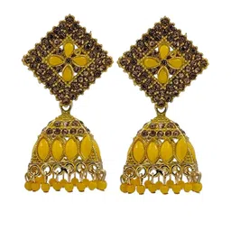 Uniqon Gold Plated Square Jhumkas Earrings-image-11