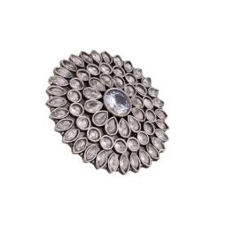 Saraf RS Jewellery Oxidised Silver Plated White Stone Studded Cocktail Finger Ring-picture-40