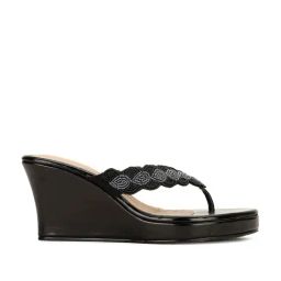 Marie Claire by Bata Women's Black Thong Wedges-picture-31
