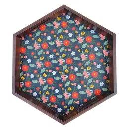 Crayton Multicolour Teak Wood Serving Tray - Set of 1 image 3