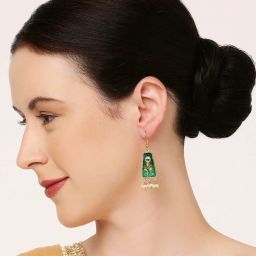 Oomph Meenakari Small With Kundan & Pearls Multicolor Drop Earrings - Set of 3 image 4
