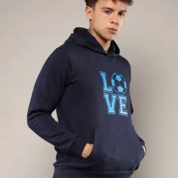 Campus Sutra Navy Blue Cotton Regular Fit Printed Hooded Sweatshirt-image-21
