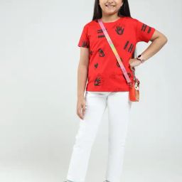 Monte Carlo Girls Red Printed Regular Fit T-Shirt-image-5