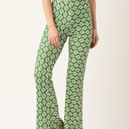 Antheaa Women Green Printed High-Rise Trousers-image-88