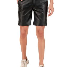 Leather Retail Black PU Regular Fit Shorts-image-28