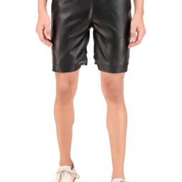 Leather Retail Black PU Regular Fit Shorts-image-27
