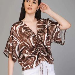 PURYS Brown Printed Top-image-85
