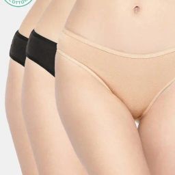 Inner Sense Black & Beige Plain Bikini Panty - Pack Of 3-image-85