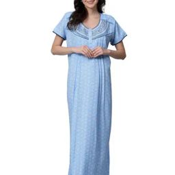 Sweet Dreams Blue Embroidered Nighty-image-60