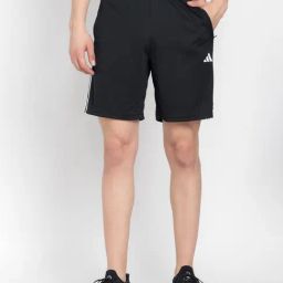 adidas Black Regular Fit Train Essentials Pique Striped Sports Shorts-image-54