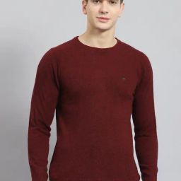 Monte Carlo Maroon Regular Fit Lambs Wool Sweatshirt-image-80