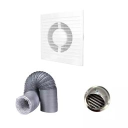 Astberg 150 mm (6 inch) Size 16 W Polyvinyl Chloride White & Grey Exhaust Fan with Steel Cowl & Flexible Duct, E150-picture-6