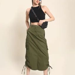 Bene Kleed Green Cotton Regular fit Skirts-picture-16