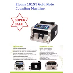 Elcons Mix Note Counting Machine 1000 notes/min, 1015T Gold image 2