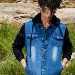 Campus Sutra Blue Cotton Regular Fit Colour Block Hooded Jacket-image-40