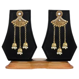 Zaveri Pearls Yellow & White Alloy Jhumki Drop Earrings image 3