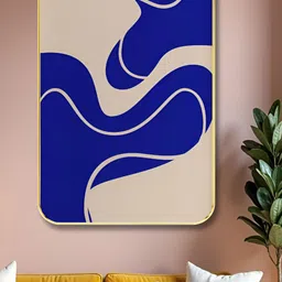 Aura Blue & Cream Abstract Wall Paintings-43