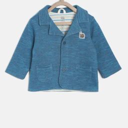MINIKLUB Kids Blue Textured Full Sleeves Jacket-image-46