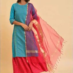 W Pink & Golden Woven Pattern Dupatta-59