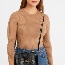 Esbeda Black Textured Medium Cross Body Bag-22