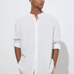 ETA by Westside White Solid Relaxed-Fit Cotton-Blend Shirt-image-43