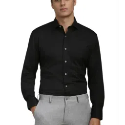 Louis Philippe Black Cotton Regular Fit Self Pattern Shirt-image-61
