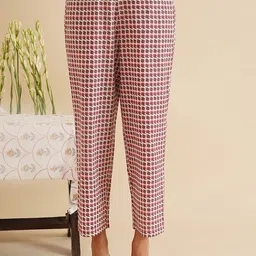 JAYPORE Women Checked Mid-Rise Trousers-image-2