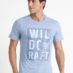 Wildcraft Blue Cotton Regular Fit Printed T-Shirt-image-13