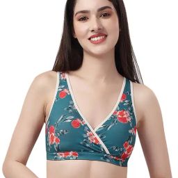 Soie Teal Printed Medium Coverage Lounge Bra With Removable Cups-91