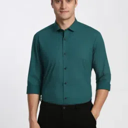 Peter England Blue Cotton Slim Fit Printed Shirt-picture-22