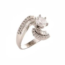 Saraf RS Jewellery White Rhodium plated  AD Studded Solitaire Victorian Finger Ring-35