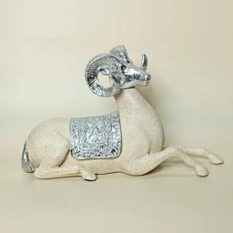 Smokey Cocktail Beige Resin Curly Horn Springbok Antler Table Decor-image-53