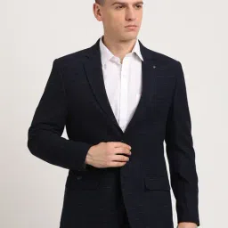 Turtle Navy Relaxed Fit Checks Blazer-picture-36