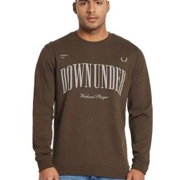 METTLE Brown Cotton Regular fit PrintedSweatshirt-image-9