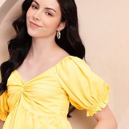 Mast & Harbour Sweetheart Neck Twisted Smocked Empire Top-image-43