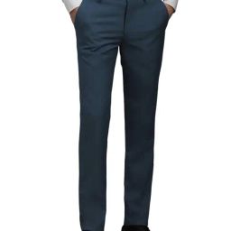 Louis Philippe Blue Slim Fit Textured Trousers-image-57