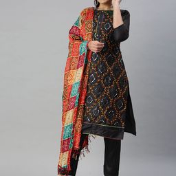 HERE&NOW Floral Embroidered Mirror Work Unstitched Dress Material-image-91