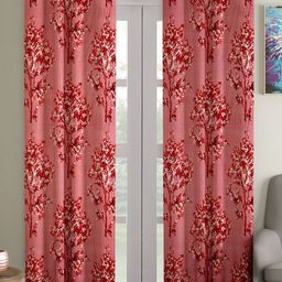 Aura Maroon & White 2 Pieces Floral Printed Long Door Curtains-image-11
