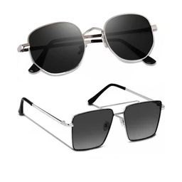 Arzonai Unisex Black Lens & Black Aviator Sunglasses with-picture-30