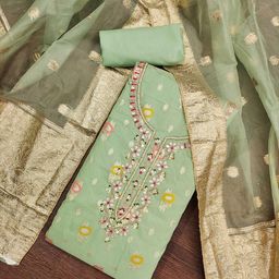SAINOOR Floral Beads And Stones Embellished Semi-Stitched Dress Material-image-77