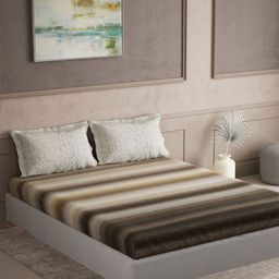 DDecor Brown & Grey Ethnic Motifs 144 TC Bedsheet with 2 Pillow Covers-picture-36